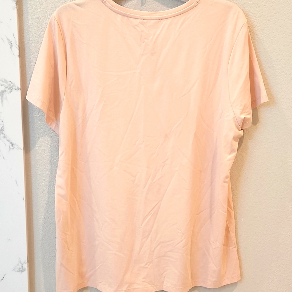 Calvin Klein Blush T-Shirt With Crystal Embellishment, Size Large - Picture 4 of 8